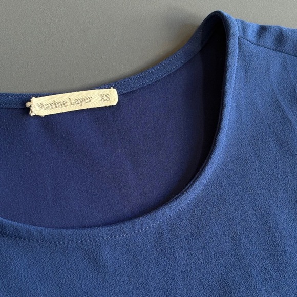 Marine Layer Midi Dress | Size XS | Blue Stretch Cap Sleeve Minimalist - Picture 4 of 6